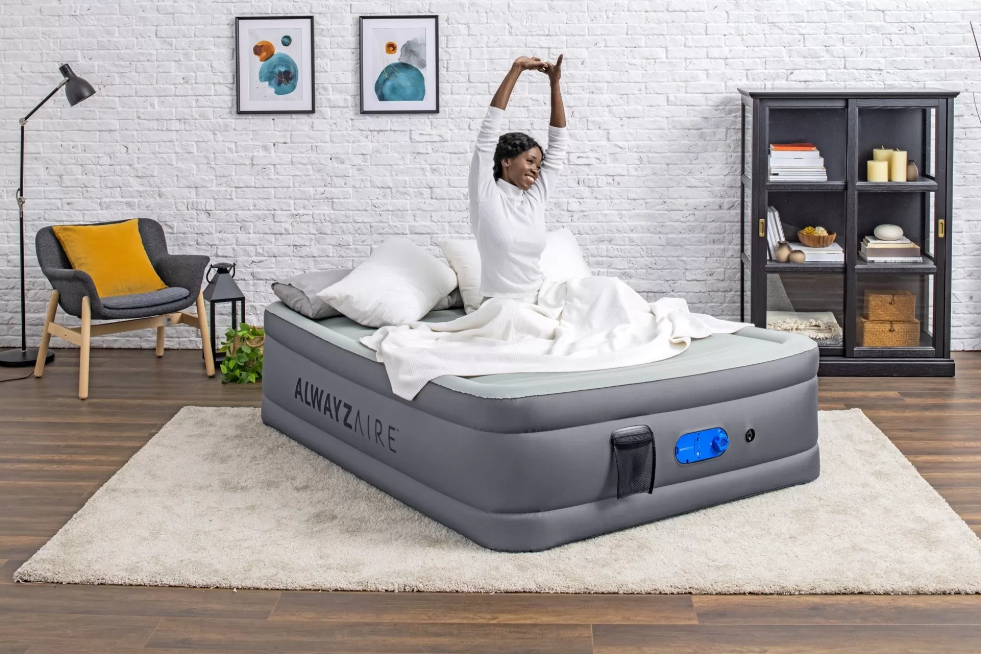 Bestway Alwayzaire Tough Guard Air Mattress Queen 20 With Built-In Dual Pump And Antimicrobial Coating Outlet