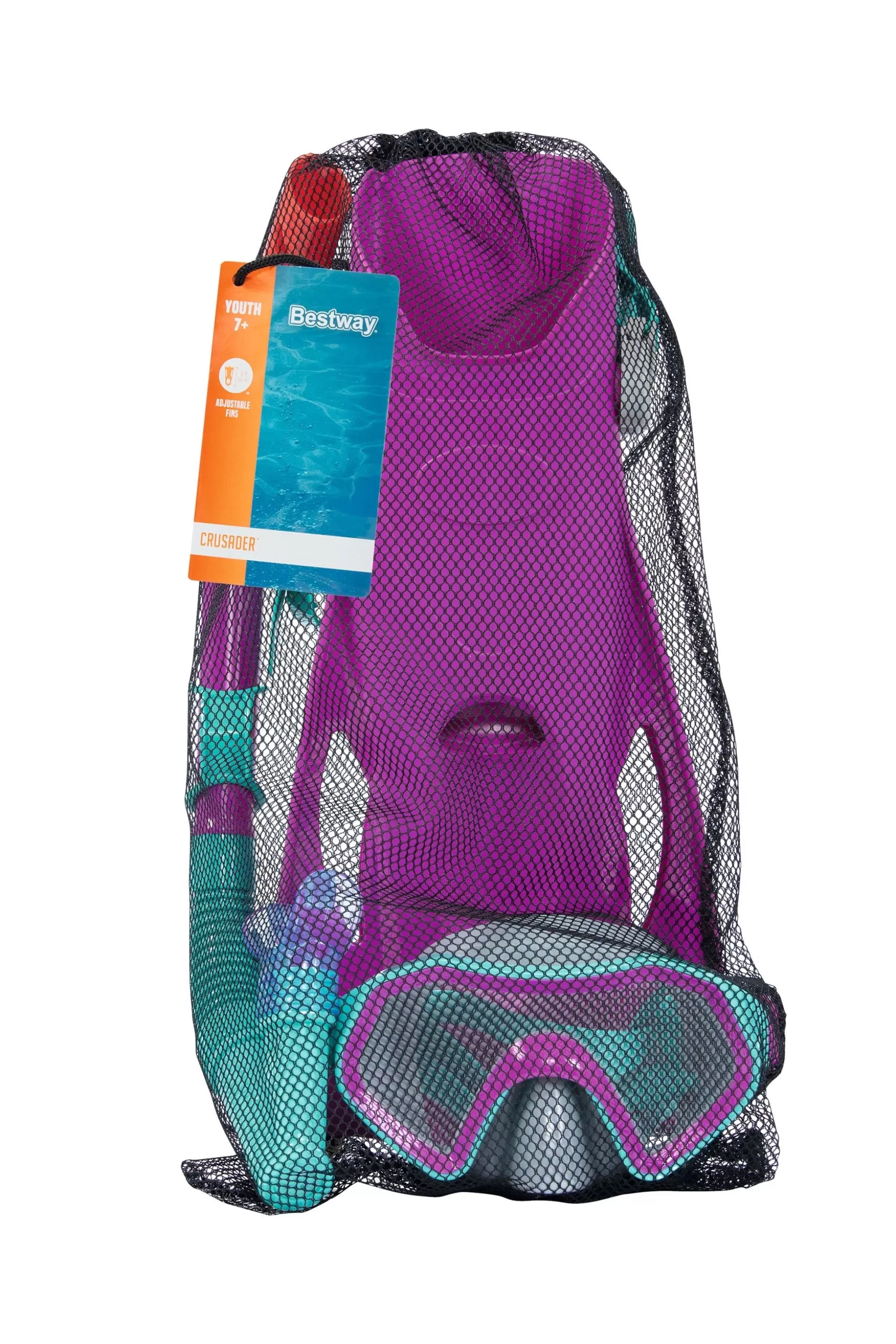 Bestway ® Crusader Youth Snorkel Set With Fins, Pink Ages 7+ Online