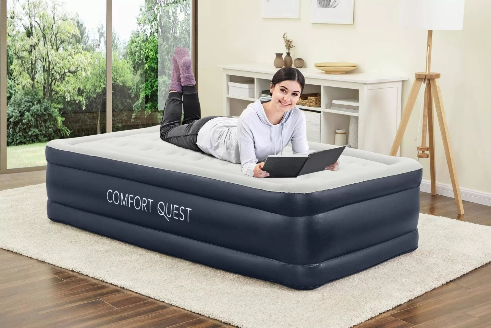 Bestway Essential Comfort Air Mattress Twin 18" With Built-In Ac Pump And Antimicrobial Coating Flash Sale