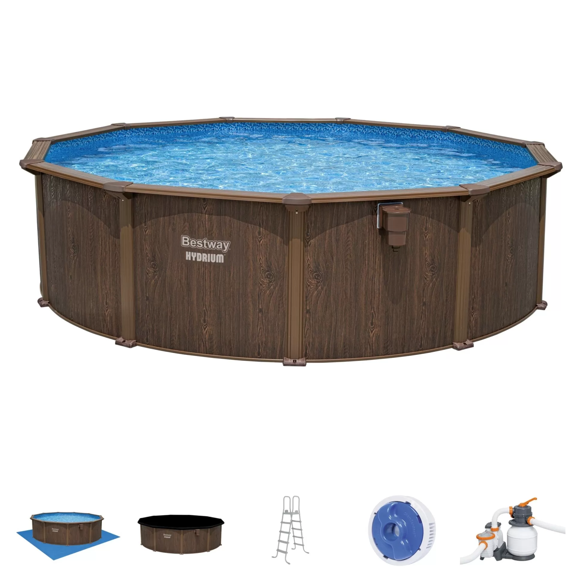 Bestway Hydrium Steel Wall Above Ground Pool Set Round 16' X 52 Hot