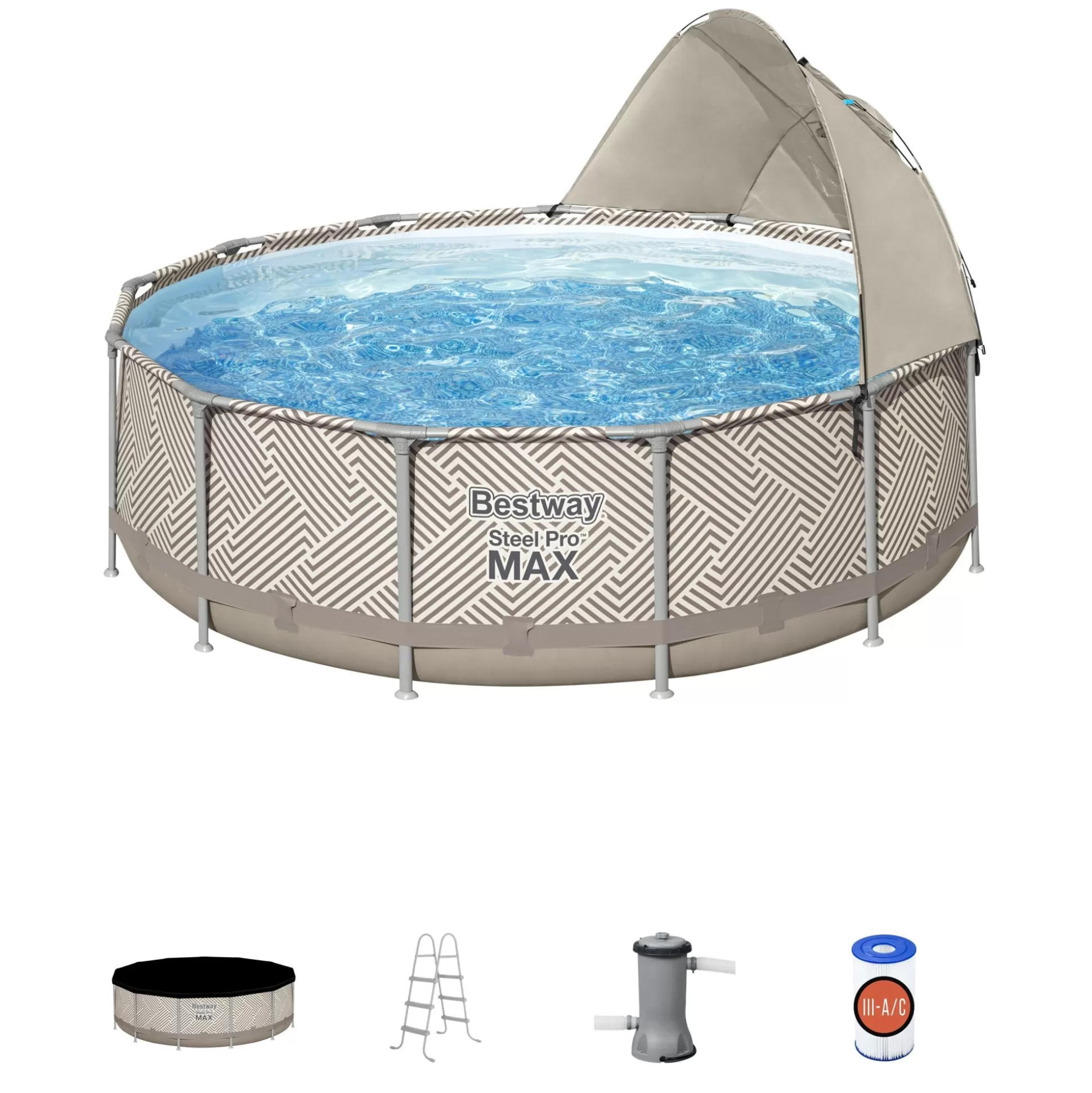Bestway Steel Pro Max 13' X 42 Round Above Ground Pool Set With Canopy Flash Sale