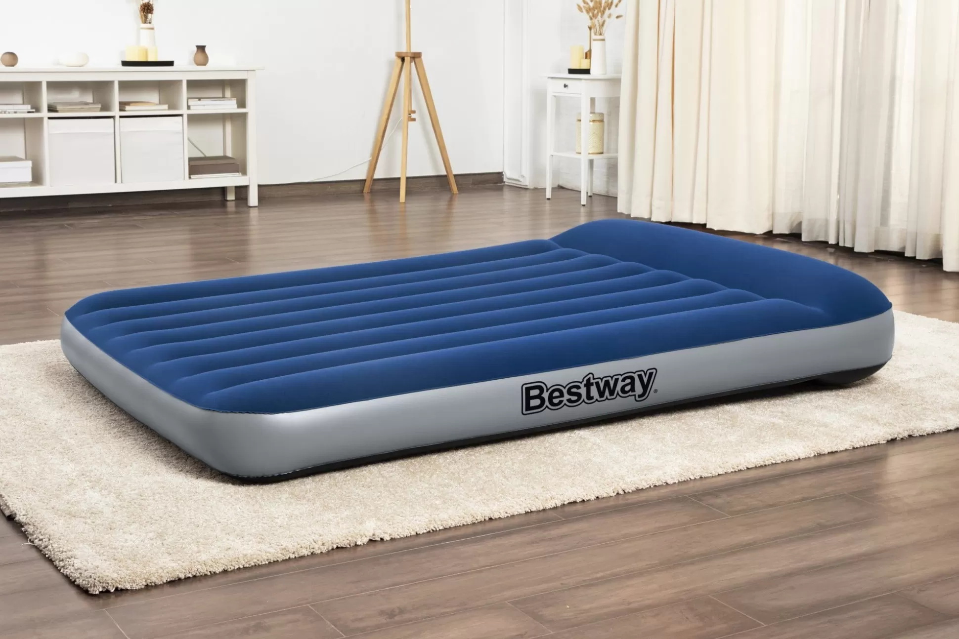 Bestway Tritech Air Mattress Full 12" With Built-In Ac Pump And Antimicrobial Coating Fashion