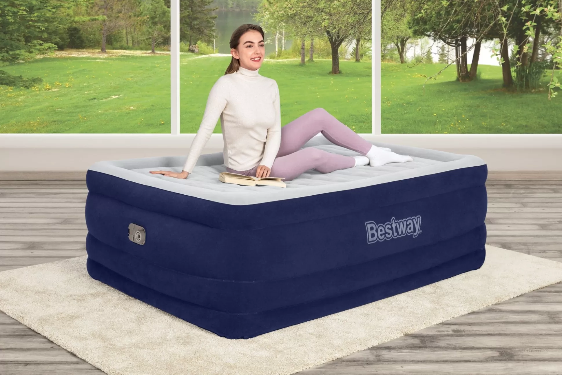 Bestway Tritech Air Mattress Full 24 With Built-In Ac Pump Included And Antimicrobial Coating Cheap