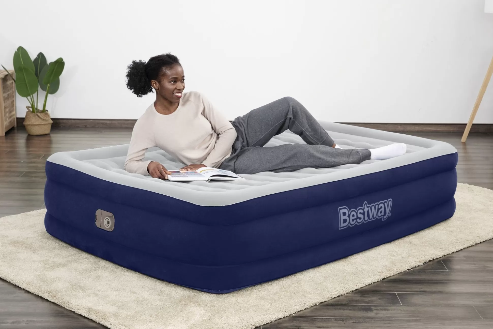 Bestway Tritech Air Mattress Full 15 With Built-In Ac Pump Included And Antimicrobial Coating Cheap