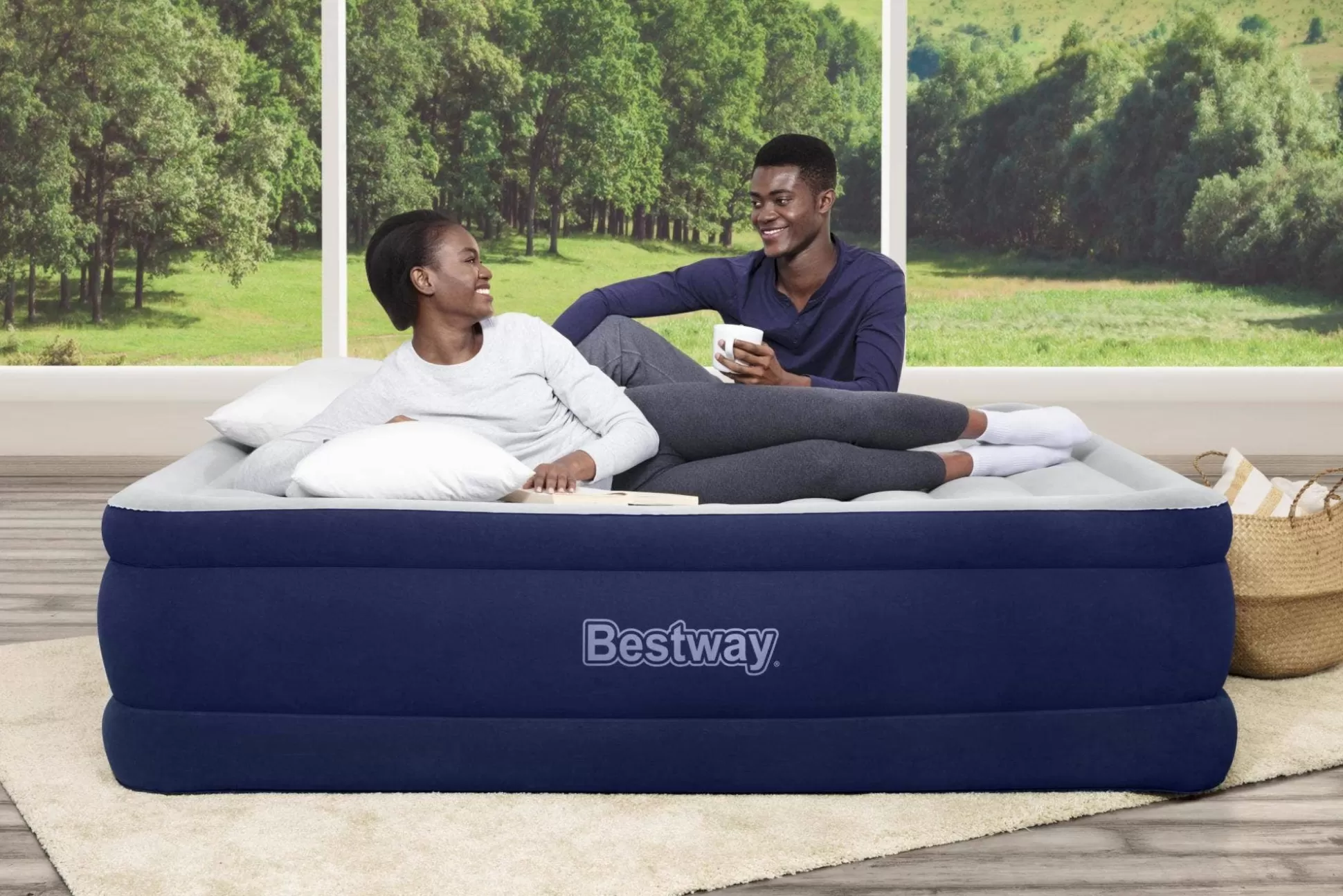 Bestway Tritech Air Mattress Queen 22 In. With Built-In Ac Pump And Antimicrobial Coating Sale