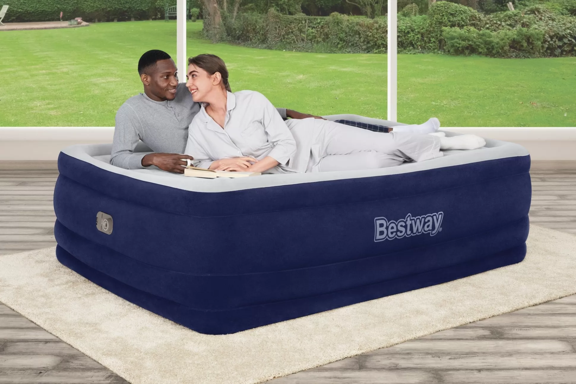 Bestway Tritech Air Mattress Queen 24 With Built-In Ac Pump Included And Antimicrobial Coating Sale