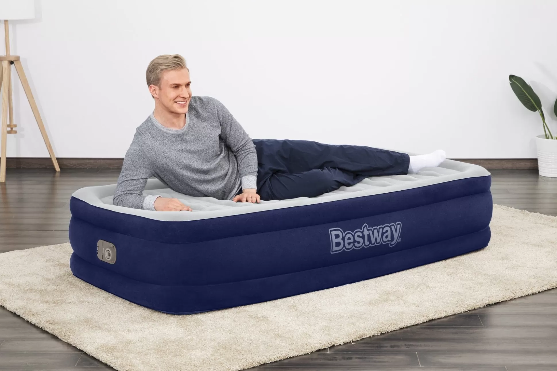 Bestway Tritech Air Mattress Twin 15 With Built-In Ac Pump Included And Antimicrobial Coating Sale