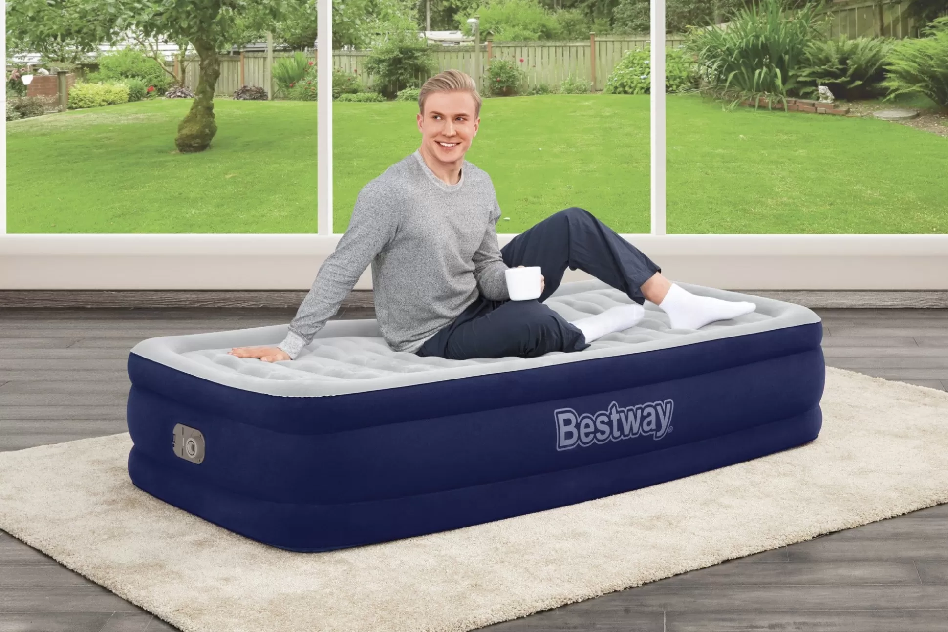Bestway Tritech Air Mattress Twin 15 With Built-In Ac Pump Included And Antimicrobial Coating Sale
