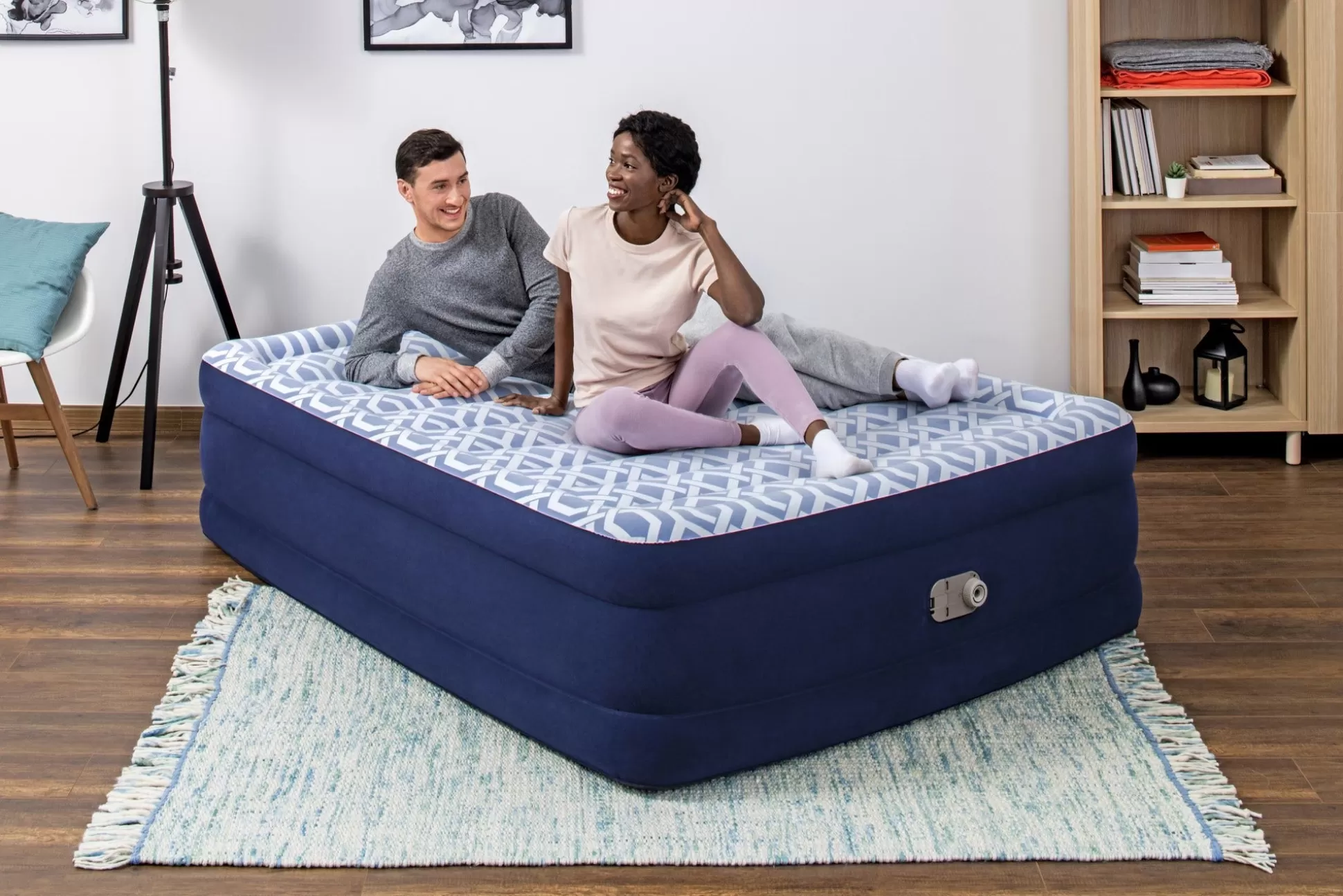 Bestway Tritech Fashion Flock Air Mattress Queen 20" With Built-In Ac Pump And Antimicrobial Coating Shop