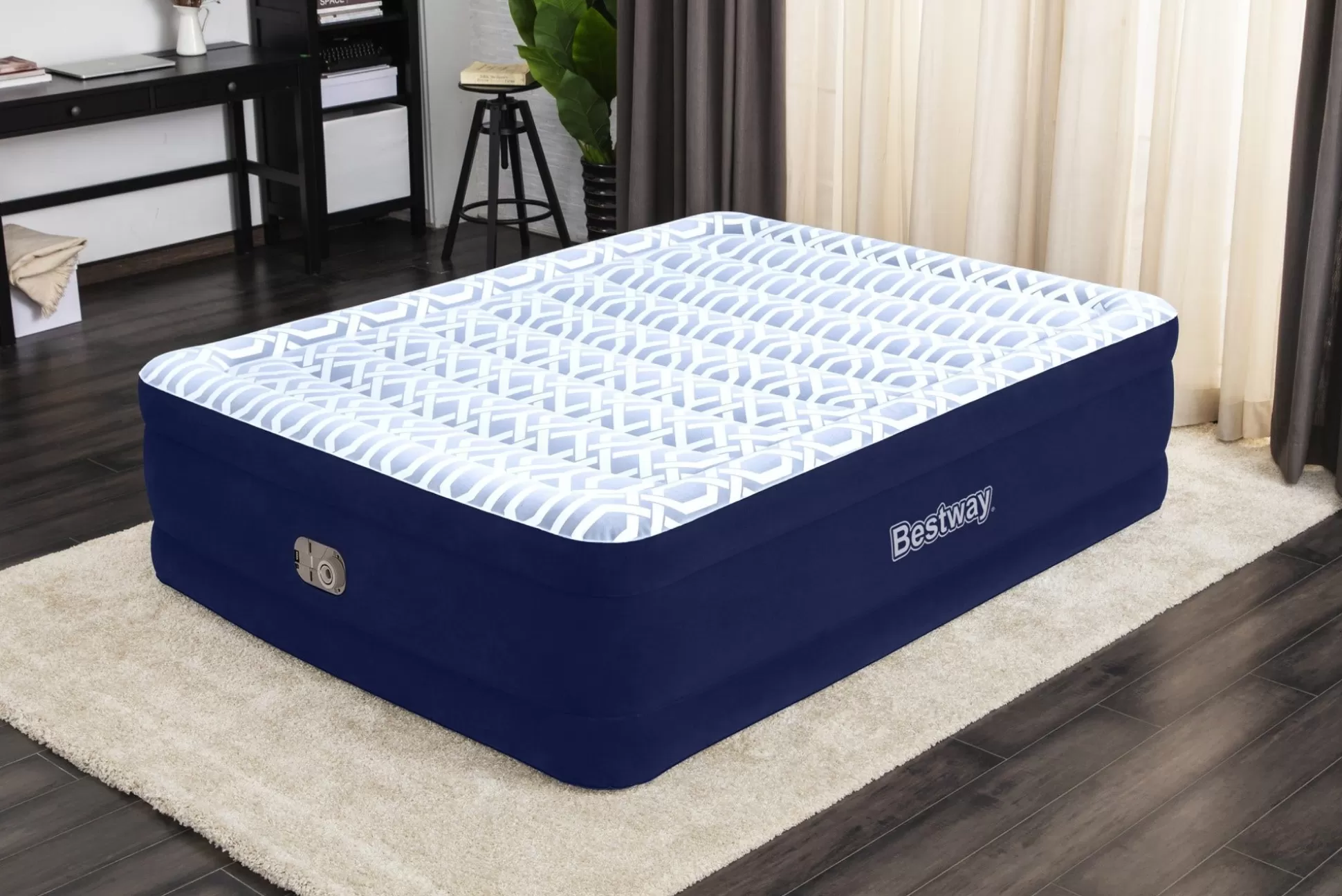 Bestway Tritech Fashion Flock Air Mattress Queen 20" With Built-In Ac Pump And Antimicrobial Coating Shop