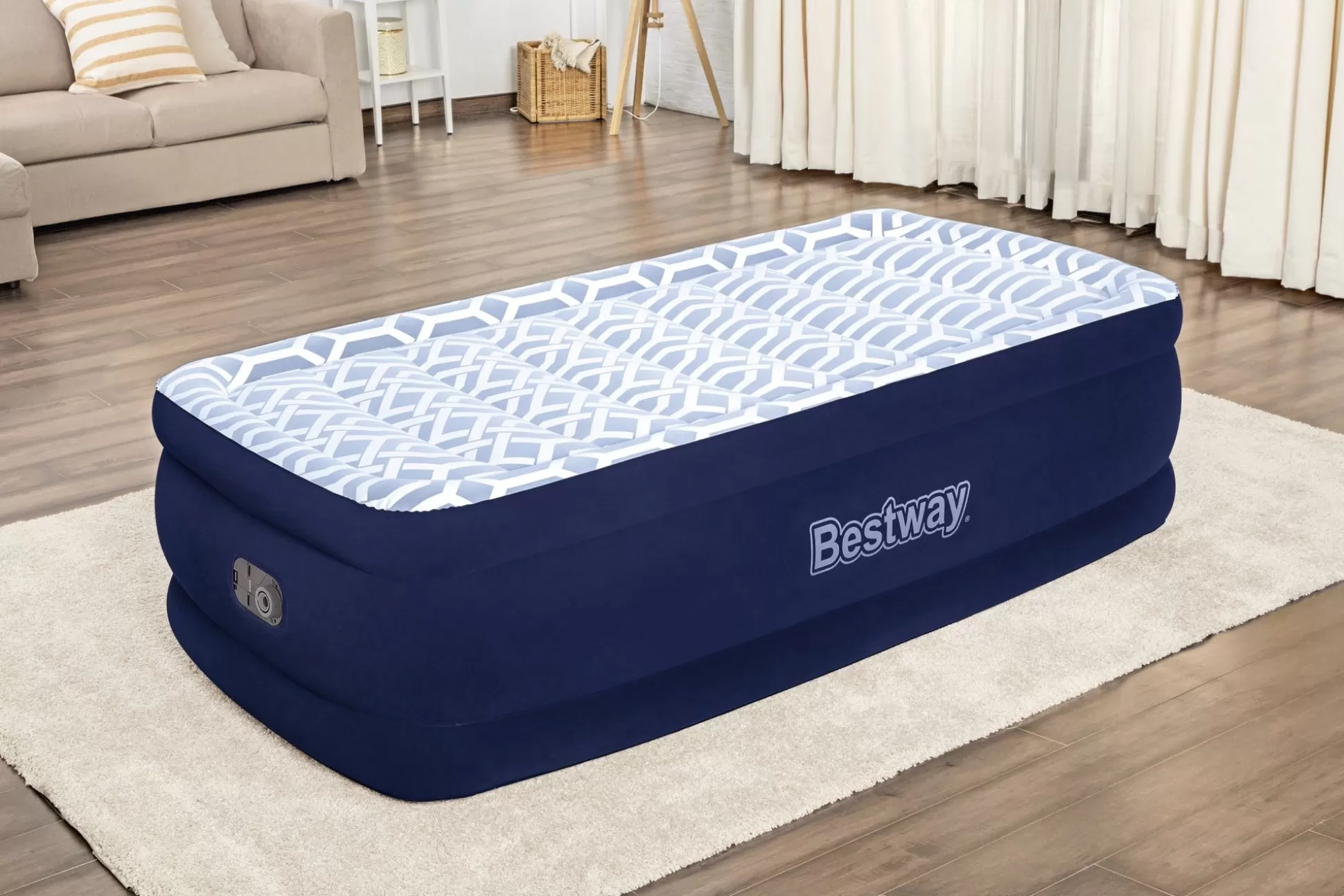 Bestway Tritech Fashion Flock Air Mattress Twin 20" With Built-In Ac Pump And Antimicrobial Coating Shop
