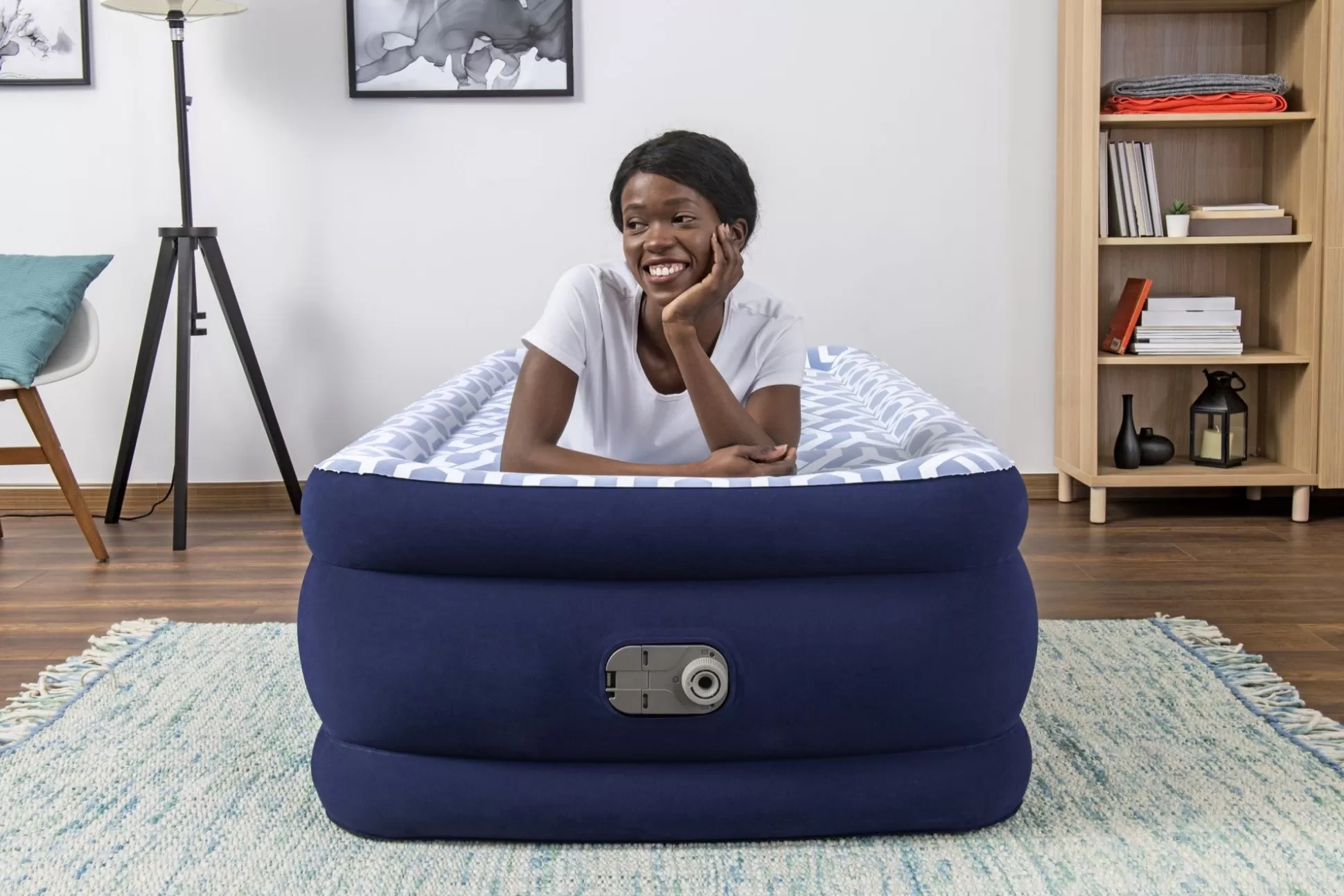 Bestway Tritech Fashion Flock Air Mattress Twin 20" With Built-In Ac Pump And Antimicrobial Coating Shop