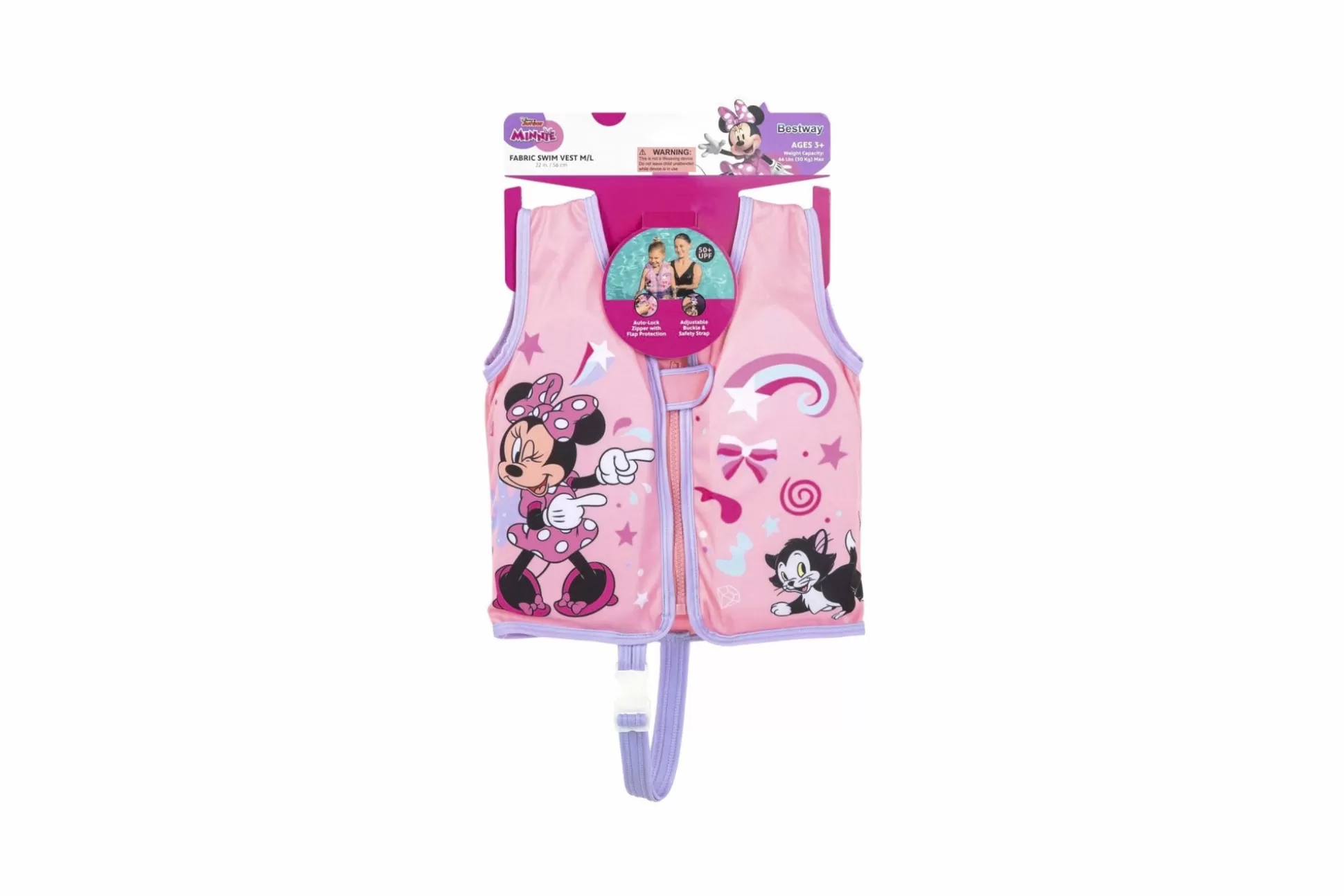 Bestway Disney Junior Minnie Mouse Pink Fabric Child Swim Vest, Medium To Large Clearance