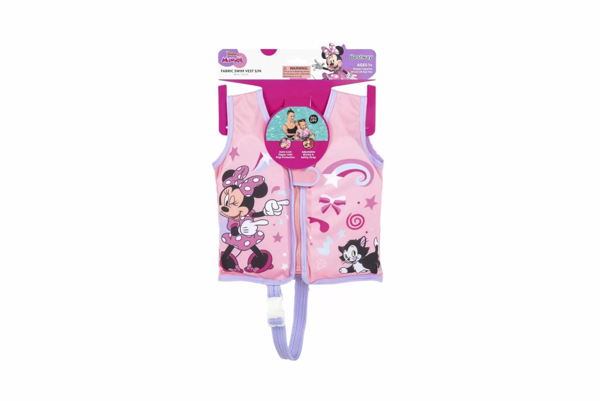 Bestway Disney Junior Minnie Mouse Pink Fabric Child Swim Vest, Small To Medium New