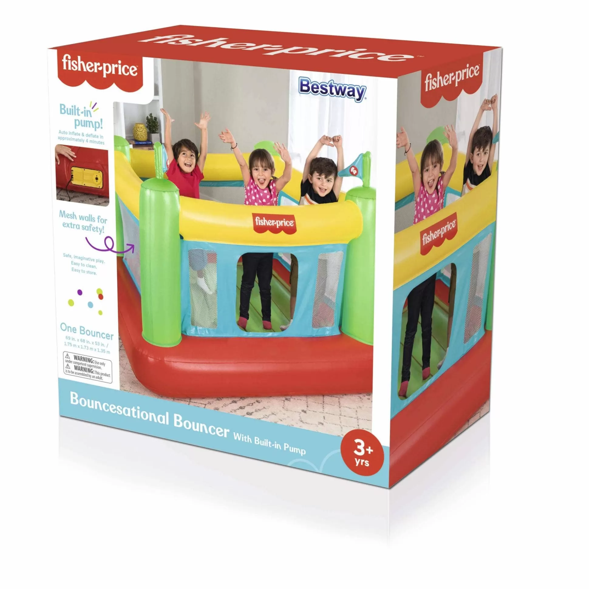 Bestway Fisher Price 69'' X 68'' X 53'' Bouncesational Indoor Bouncer With Built-In Pump Online