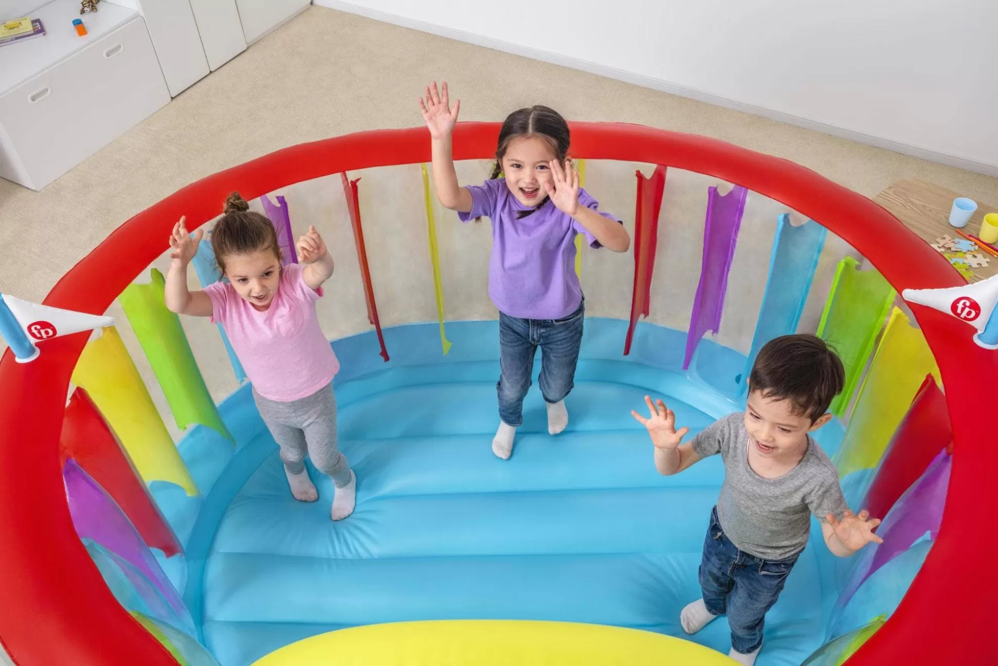 Bestway Fisher-Price Bouncetopia Multi-Color Child Pvc Bouncer With Built-In Pump Hot
