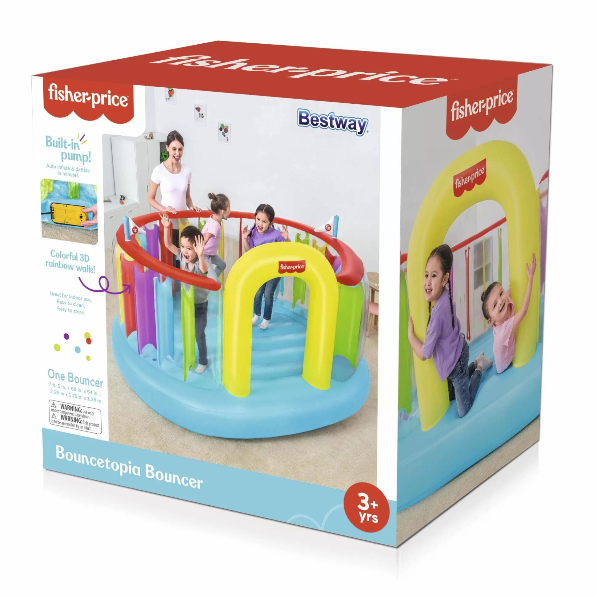 Bestway Fisher-Price Bouncetopia Multi-Color Child Pvc Bouncer With Built-In Pump Hot