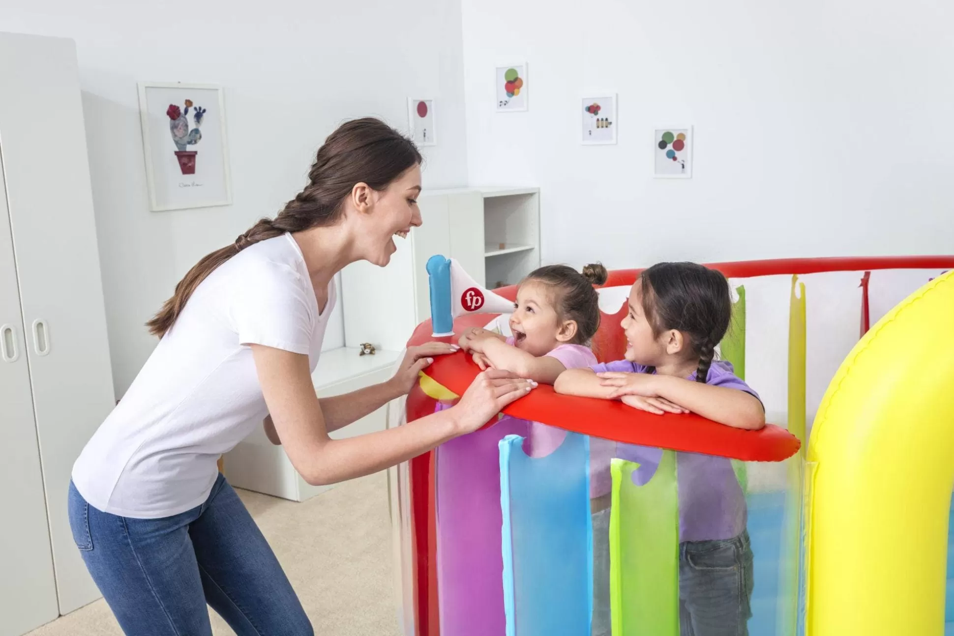 Bestway Fisher-Price Bouncetopia Multi-Color Child Pvc Bouncer With Built-In Pump Hot