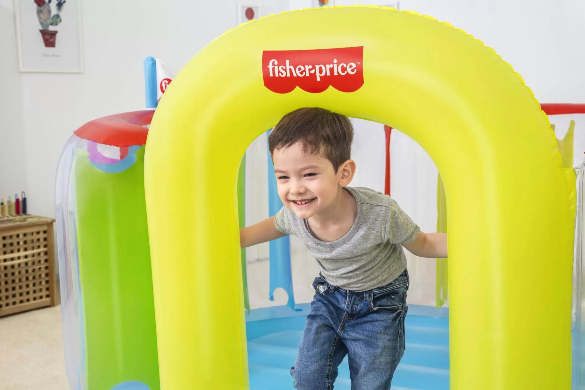 Bestway Fisher-Price Bouncetopia Multi-Color Child Pvc Bouncer With Built-In Pump Hot