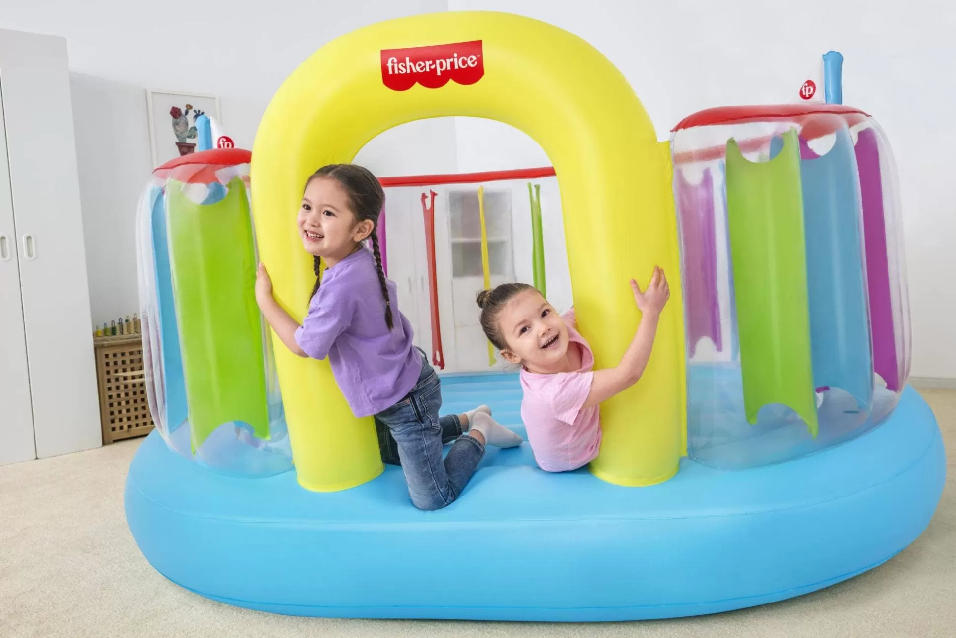 Bestway Fisher-Price Bouncetopia Multi-Color Child Pvc Bouncer With Built-In Pump Hot