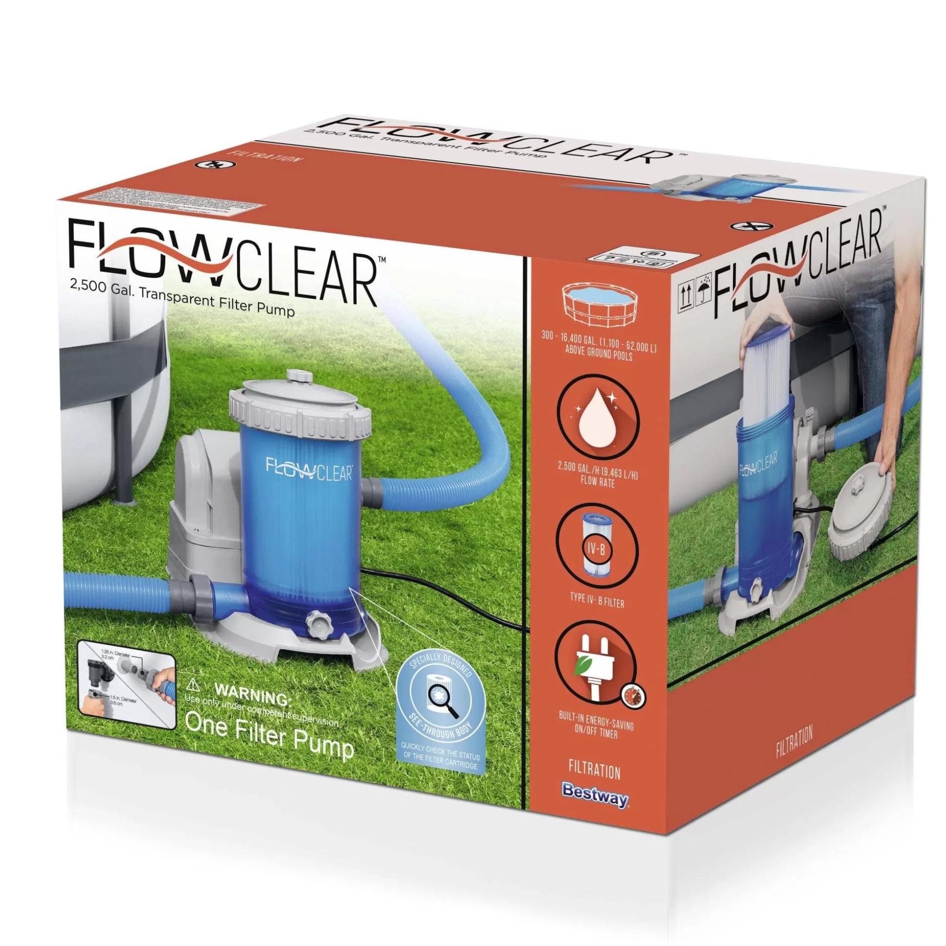 Bestway Flowclear 2,500 Gal. Transparent Filter Pump Online
