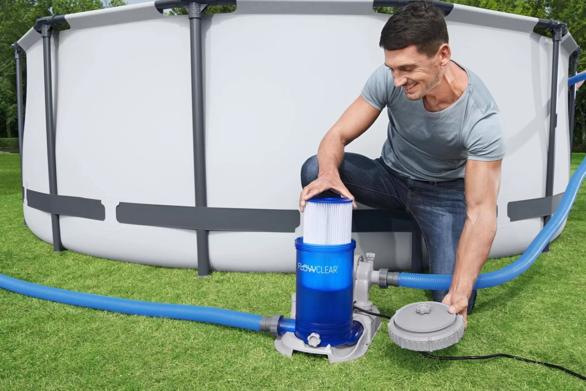Bestway Flowclear 2,500 Gal. Transparent Filter Pump Online