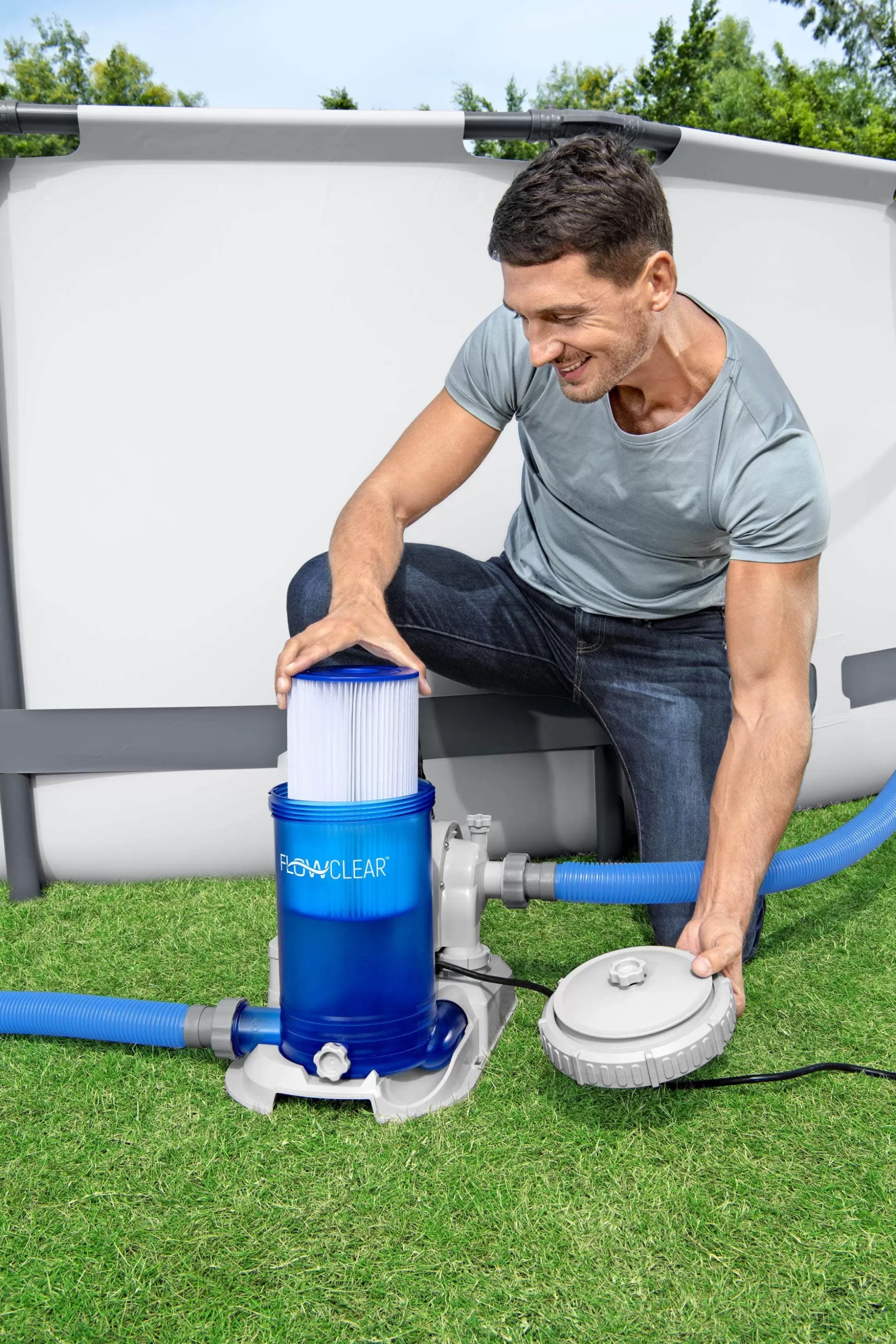 Bestway Flowclear 2,500 Gal. Transparent Filter Pump Online