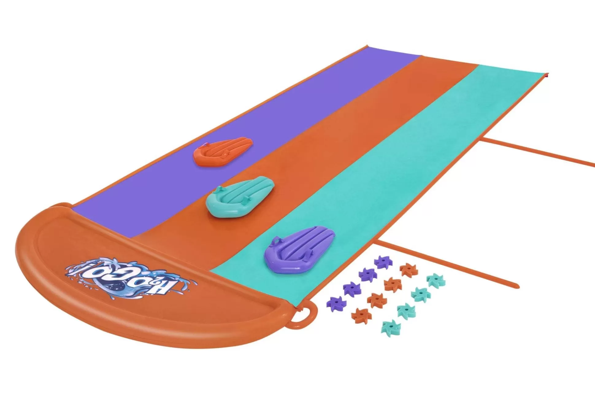 Bestway H2Ogo! 16' Triple Water Slide With Sponge Soakers Toys And Three Riders Outlet