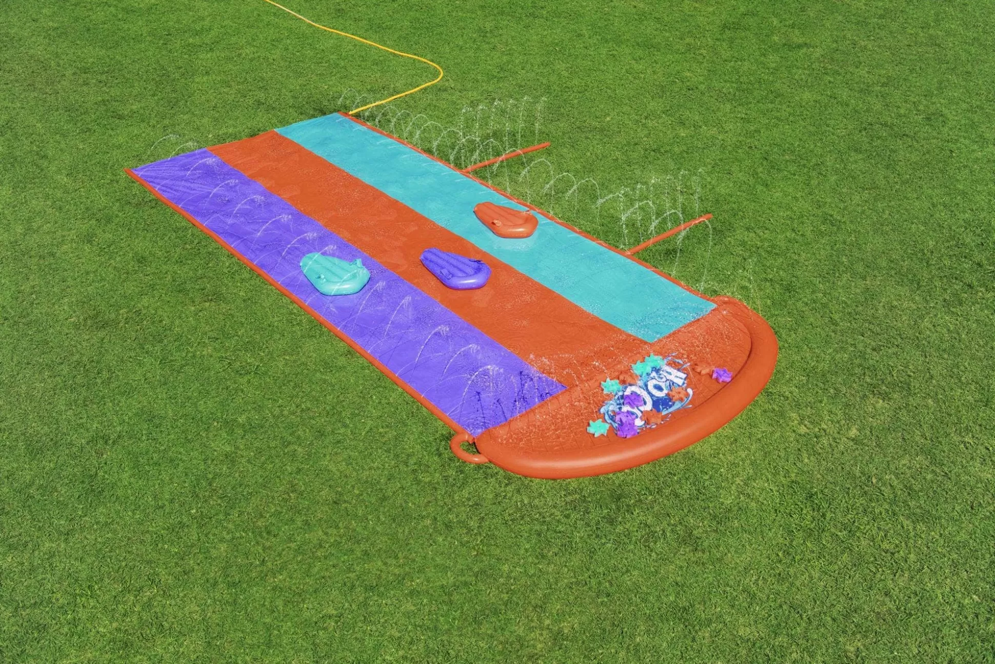 Bestway H2Ogo! 16' Triple Water Slide With Sponge Soakers Toys And Three Riders Outlet
