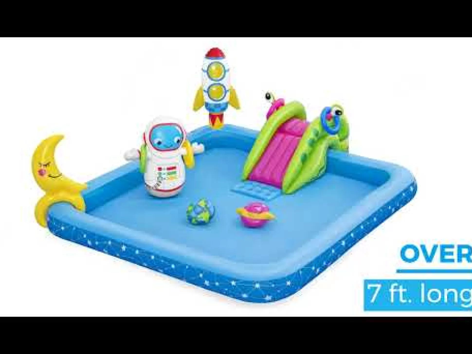 Bestway H2Ogo! Little Astronaut Square Inflatable Kiddie Pool Play Center With Slide Outlet