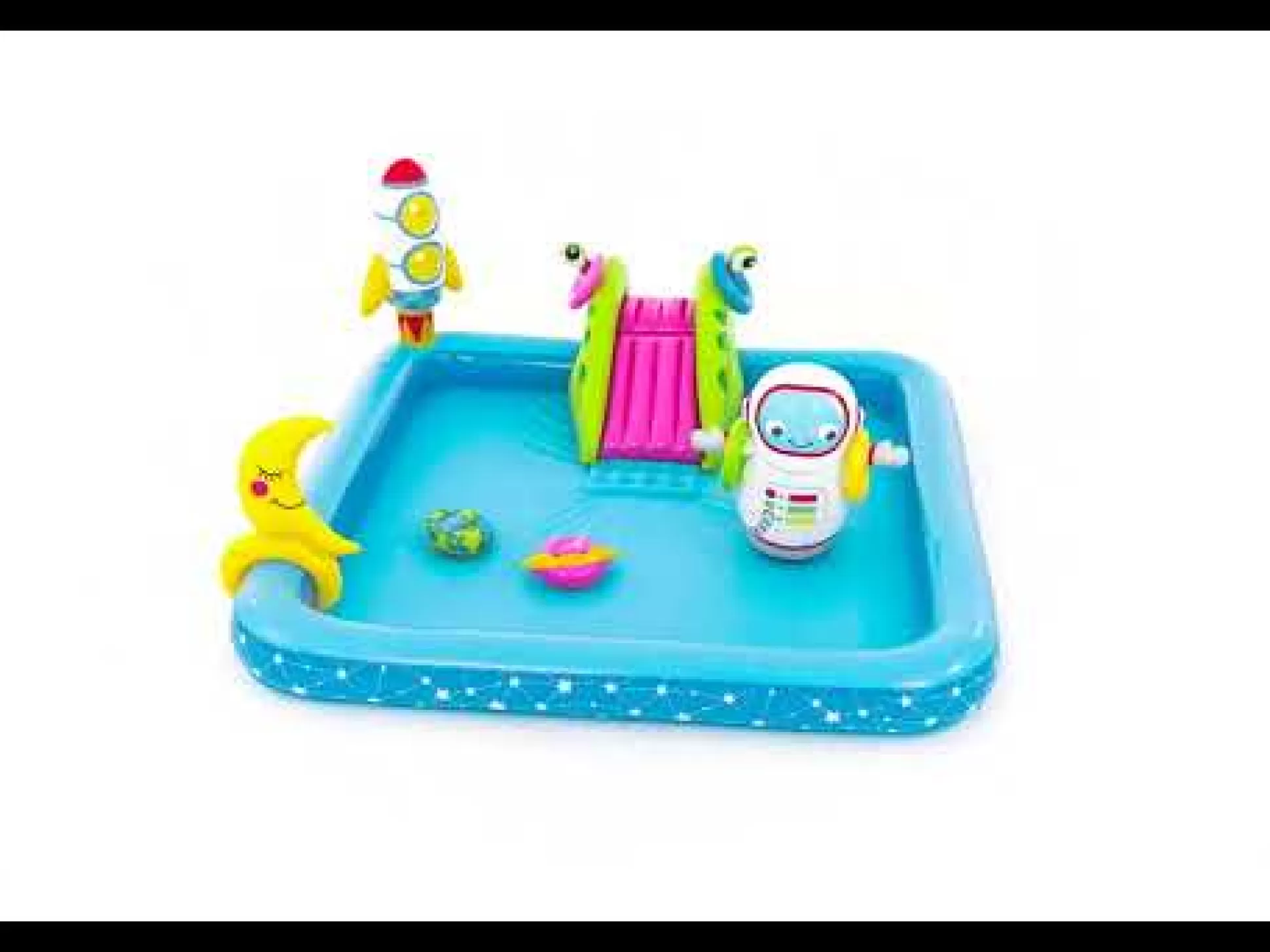 Bestway H2Ogo! Little Astronaut Square Inflatable Kiddie Pool Play Center With Slide Outlet