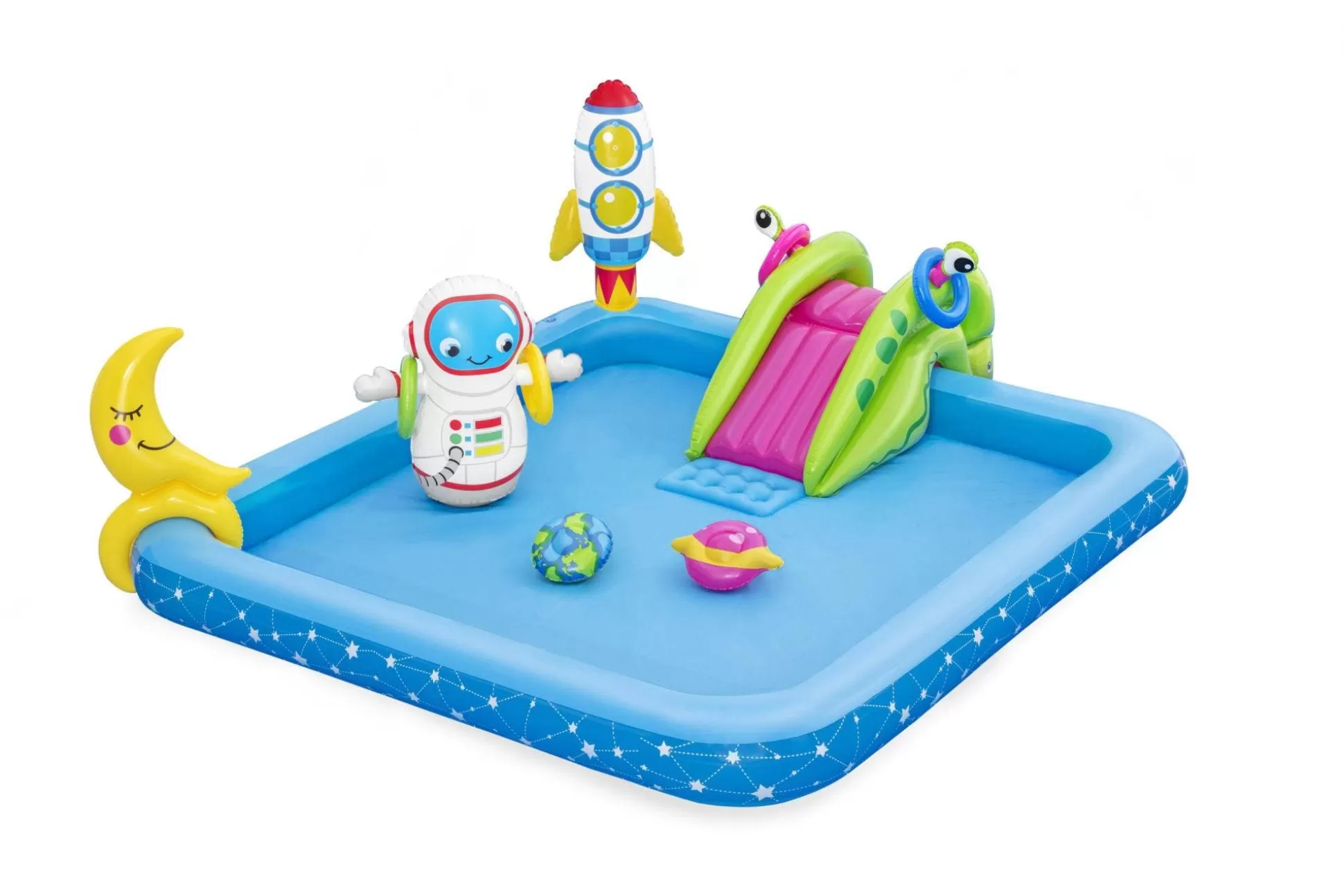 Bestway H2Ogo! Little Astronaut Square Inflatable Kiddie Pool Play Center With Slide Outlet