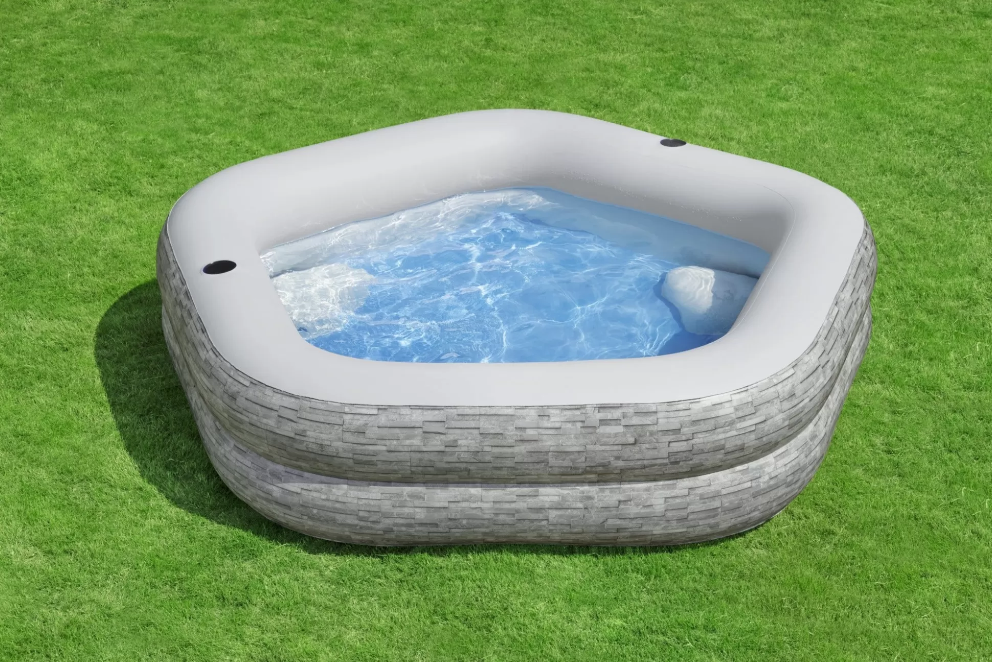 Bestway H2Ogo! Truprint Stone 7'X 6'9 X 21 Soft Sided Inflatable Family Kiddie Pool Hot