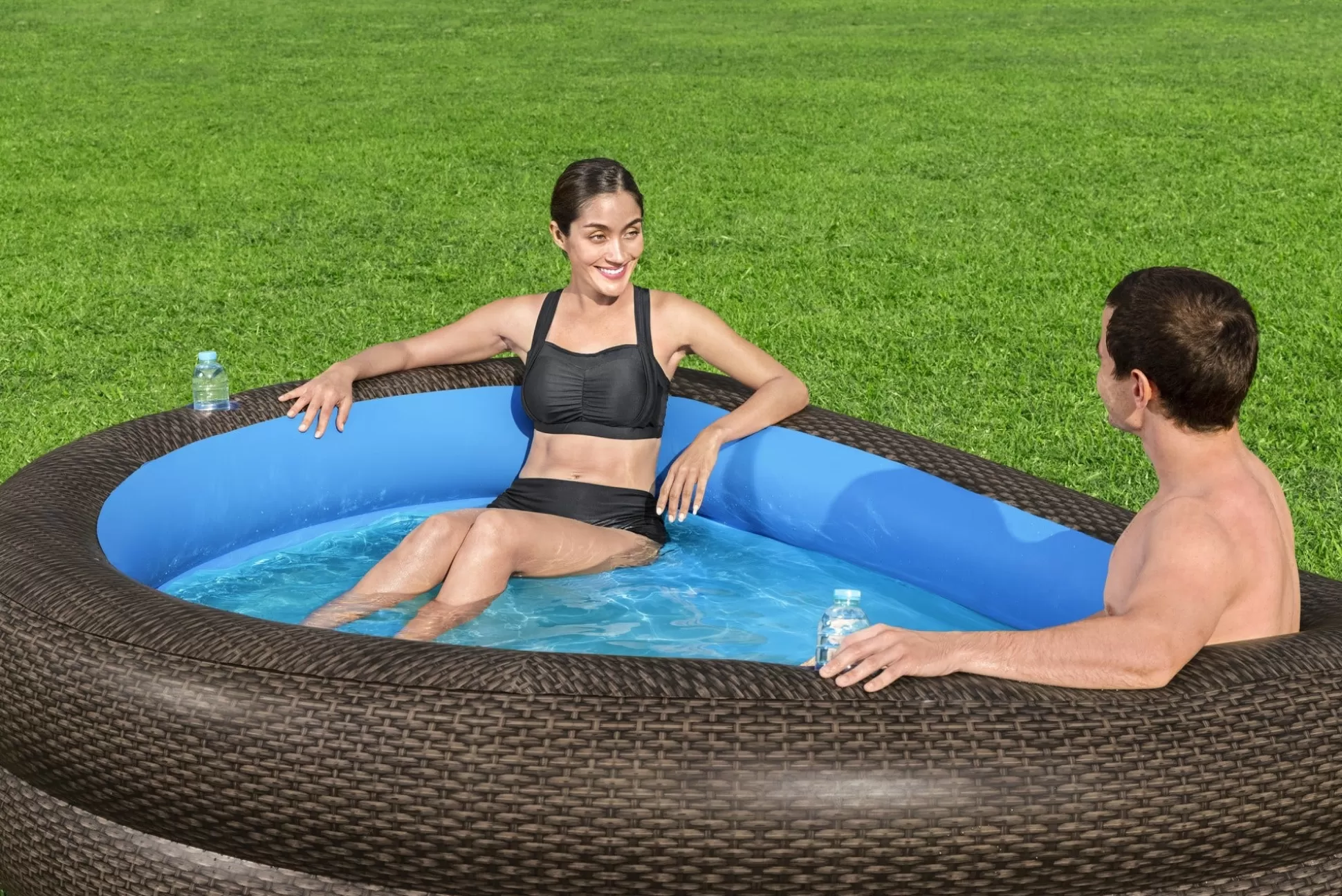 Bestway H2Ogo! Truprint Wicker 7'7 X 70 X 21 Soft Sided Inflatable Family Kiddie Pool Clearance