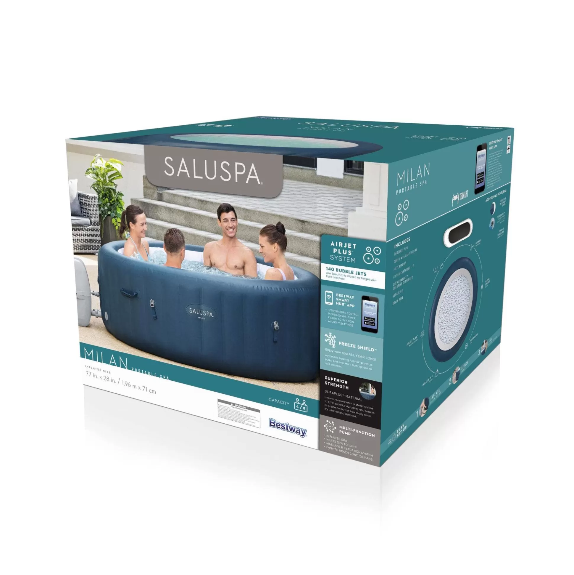 Bestway Saluspa Milan Airjet Plus Inflatable Hot Tub With App Control 4-6 Person Shop
