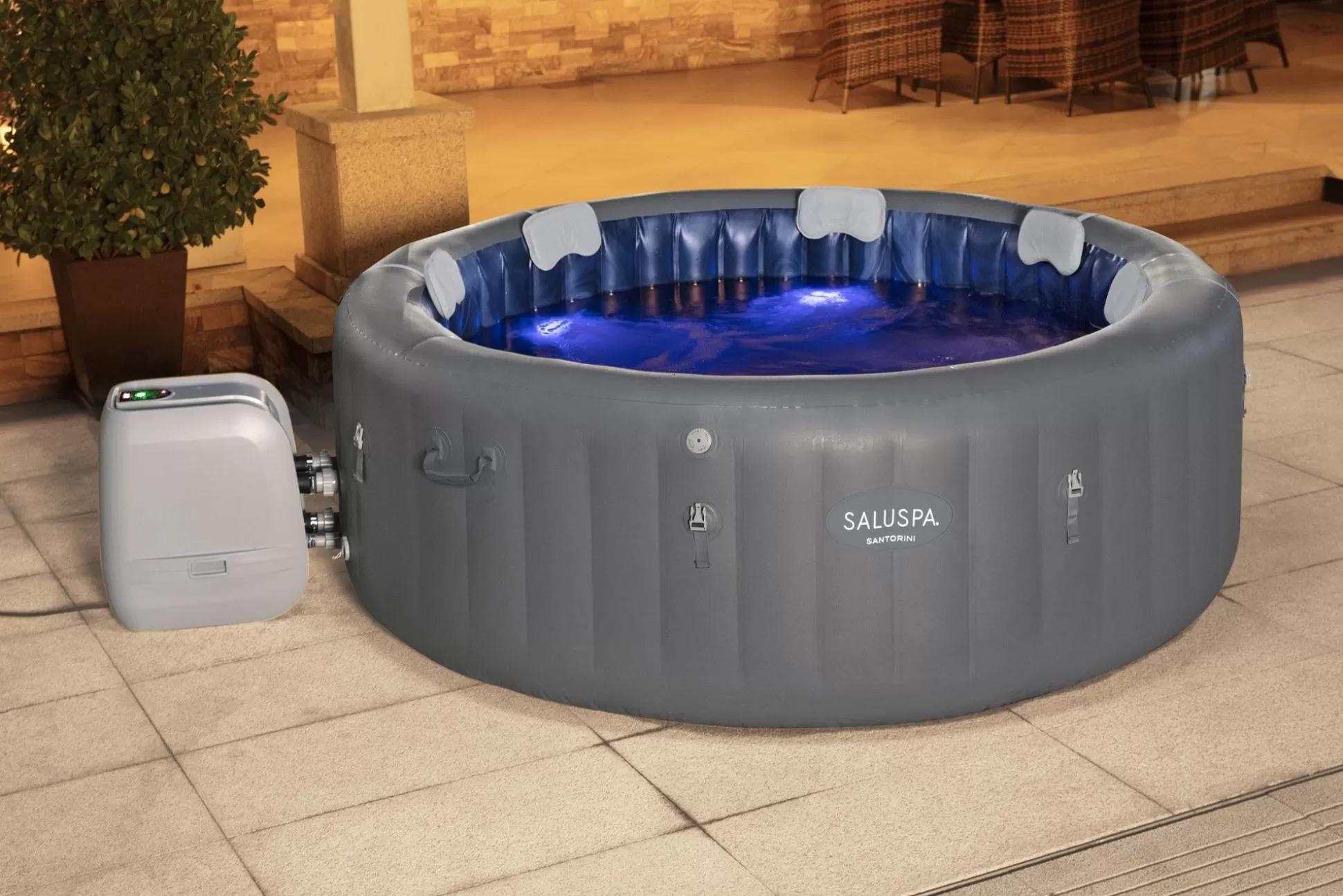 Bestway Saluspa Santorini Energysense Smart Luxe Hydrojet Pro Inflatable Hot Tub Spa With Colorjet Led Light 5-7 Person Discount
