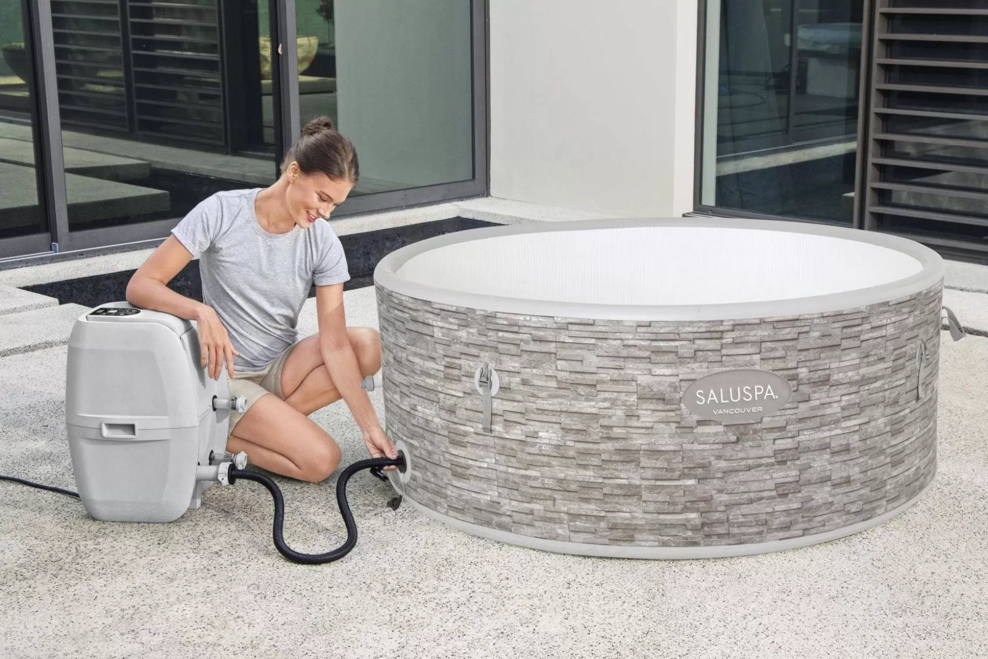 Bestway Saluspa Vancouver Airjet Plus Inflatable Hot Tub With App Control 3-5 Person Hot
