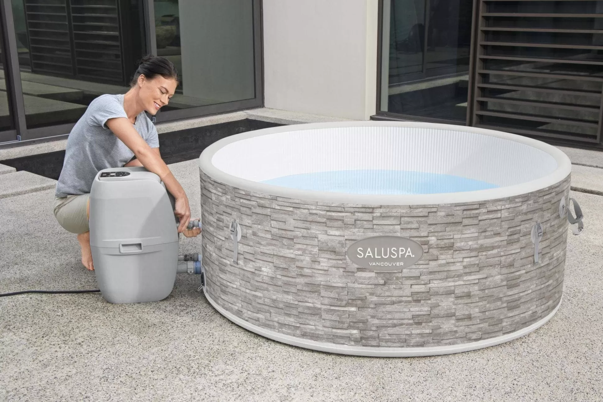 Bestway Saluspa Vancouver Airjet Plus Inflatable Hot Tub With App Control 3-5 Person Hot