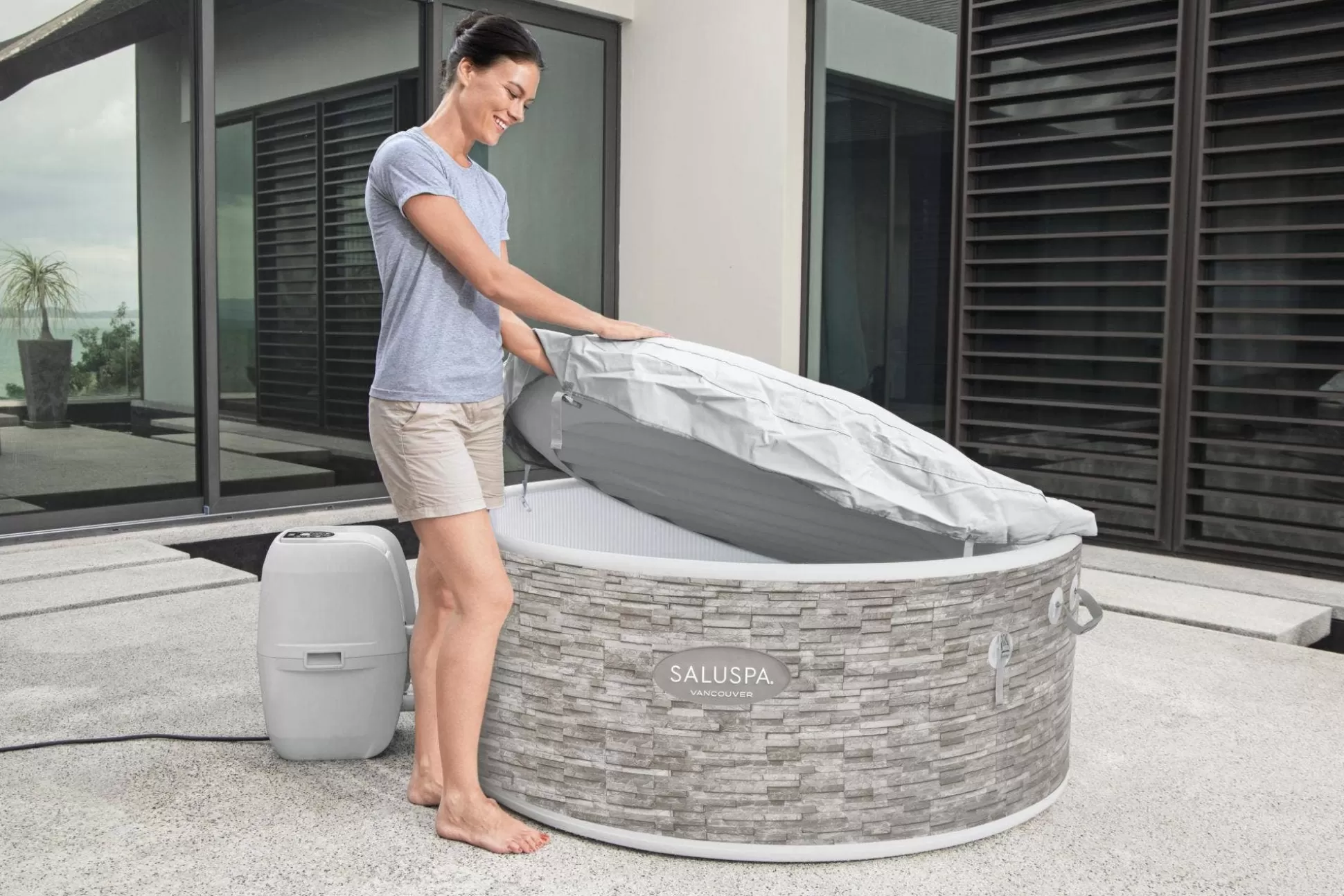 Bestway Saluspa Vancouver Airjet Plus Inflatable Hot Tub With App Control 3-5 Person Hot